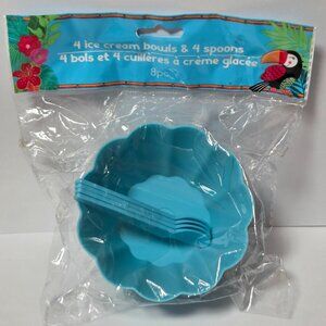 Tiki Beach Bash Luau 8-Piece Ice Cream Bowl & Spoon Set